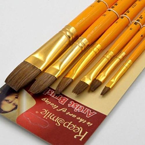 Artist Professional 6 PCS set Natural Wool filbert head OIL Gouache watercolor painting brushes Art School Accessory
