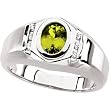 14K White Gold Man's Peridot and Diamond Ring