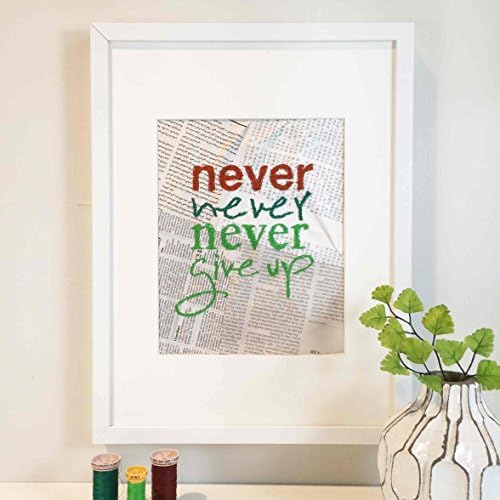 Never Give Up Embroidery Tactile Print 8X10