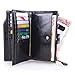 AINIMOER Women's Large Capacity Luxury Wax Genuine Leather Wallet With Zipper Pocket(Black)