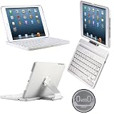 CoverBot iPad Mini Keyboard Case Station WHITE. Bluetooth Keyboard For 7.9 Inch New Mini iPad with IOS Commands. Folio Style Cover with 360 Degree Rotating Viewing Stand Feature