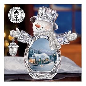 Thomas Kinkade Silent Night Crystal Snowman