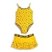 Isababies Toddler Girls One Piece Bathing Suit Set, Yellow, Navy (Size 3T)