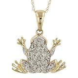 10k Yellow Gold Diamond-Accent Frog Pendant (I-J Color, I3 Clarity), 18