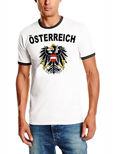 EM 2016 Österreich Adler Fußball T-SHIRT TRIKOT mit Deinem NAMEN + NUMMER ! HERI Ringer weiss-schwarz Gr.XXL