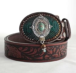 Whimsical Originals Teal Snake Leather Buckle with Western Belt