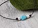 Handmade 9-10mm Freshwater Pearl Turquoise Choker Necklace on Genuine Leather Cord 16