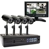 Swann Alpha SWA44-D1C2M1-US 4 Channel DVR and 4 Indoor/Outdoor Cameras and 7-Inch LCD Monitor