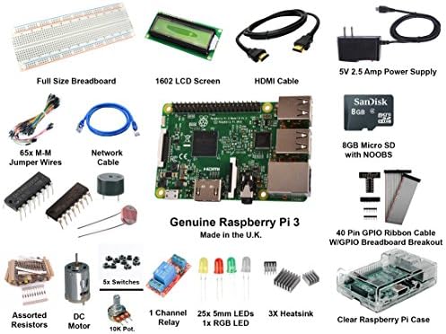 Raspberry Pi 3 Starter Kit - SD Card Noobs Wifi Breadboard 1602 HDMI GPIO