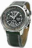 Seiko #SNAB73 Men's Pilot Slide Rule Bezel Chronograph Alarm Watch with Black Leather Strap