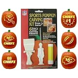 KANSAS CITY CHIEFS Complete Halloween PUMPKIN CARVING KIT (Carving Patterns, Carving Saw, Scoop, Glue Stick, & Stencils)