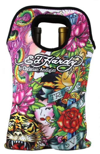 Ed Hardy Neoprene Double Wine Beverage Tote True Love