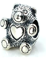 Pro Jewelry .925 Sterling Silver " Big Cute Teddy Bear w/ Heart " Bead Pandora Troll Chamilia Biagi Bead Compatible