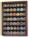 Military Challenge Coin Display Case Cabinet Holder w/ Glass Door