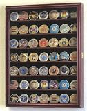 Military Challenge Coin Display Case Cabinet Holder w/ Glass Door
