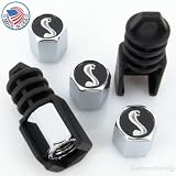 Ford Mustang Cobra Black Coiled Logo Anti Theft Tire Valve Caps