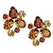 Goldtone Topaz Colored and Yellow Crystal Cluster Fashion Earrings
