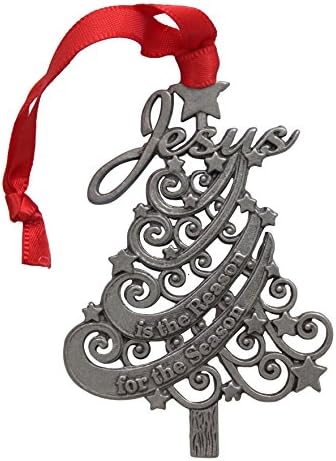 Jesus Is the Reason for the Season Christmas Tree Pewter Ornament