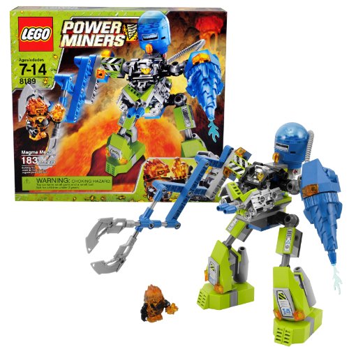 Lego Year 2010 Power Miners Series Vehicle Set # 8189 - MAGMA MECH with Scissor Claw and Water Jet Plus Firax and Power Miner Engineer Minifigures (Total Pieces: 183)