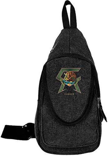 HotChill Canelo CA Alvarez Canvas Chest Shoulder Unbalance Gym Fanny Backpack Sack Satchel Outdoor Bike Black