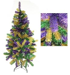 4.5' Unique Mardi Gras Pine Artificial Christmas Tinsel Tree