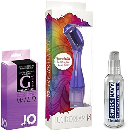 Doc Johnson Lucid Dream 14 Multi-Speed, Waterproof G-Spot Vibrator, Purple (Includes Swiss Navy Water Based Lube 2oz and G-Spot Tingling Gel)