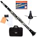 Mendini MCT-E B Flat Black Ebonite ABS Clarinet w/ Case, Stand, Mouthpiece, Box of 10 Reeds, Cork Gr