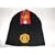 OFFICIAL MANCHESTER UNITED CRESTED BLACK CHUNKY KNIT BEANIE HAT