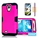 Galaxy S4 Case, Tradekmk(TM) Latest Fashion Hot Sale Hybrid Hard Soft Combo Three-in-one Durable Bumper Armor Back Case Cover Protector Compatible with Samsung Galaxy S4 i9500[+Stylus+Screen Protector+Cleaning Cloth]-(Rose Red+Black)