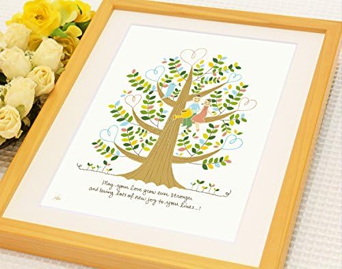 Wedding Gift or Anniversary Gift - KAWAII ART "Tree of happiness" Frame Painting, 20.6x16.1inch