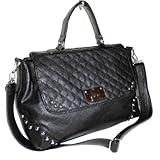 Designer Bellaluca Black Switch Lock Office School Quilted Stitch Shoulder Messenger Bag