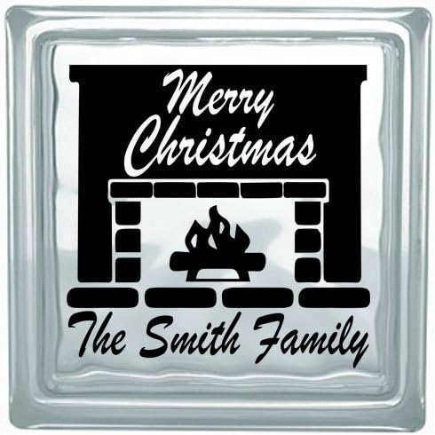 Christmas Holiday Customizable Family Name Craft Vinyl Decal Sticker (4"H x 4"W, Black)