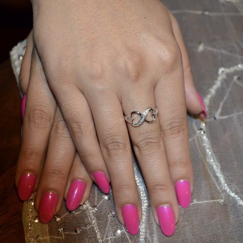 Sterling Silver Simulated Diamond Infinity Heart Ring - Size 4