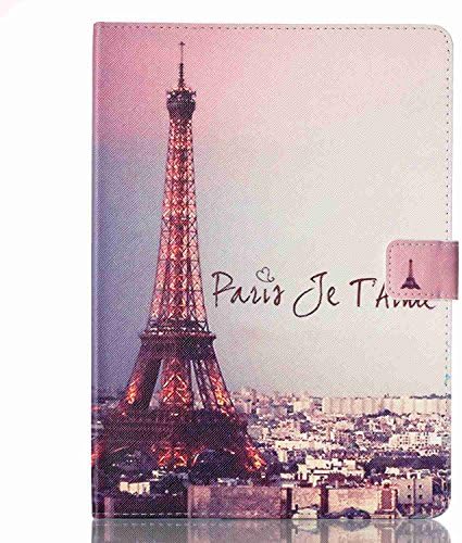 iPad Pro 9.7 Case, QFJ Shop New Slim Fit Folio Smart PU Leather Case ,with Card Slots, Stand Flip Cover for Apple iPad Pro 9.7" 2016 Model with Auto Sleep/Wake (Eiffel Tower)