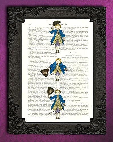 Friendly Boy Dressed Like Napoleon Print Art Painting 7.67x11.61in/19.5x29.5cm-Friendly Boy Dressed Like Napoleon Welcomes You Illustration - Baby Boy Illustration