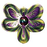 Iron Stop D1520 Designer Gazing Ball Dragonfly Wind Spinner