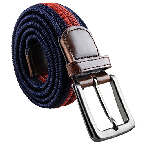 Moonsix Braided Belts for Men Women,Elastic Herringbone Mix-color Belt Buckle