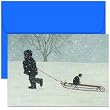Kitten In Sled Christmas Cards -