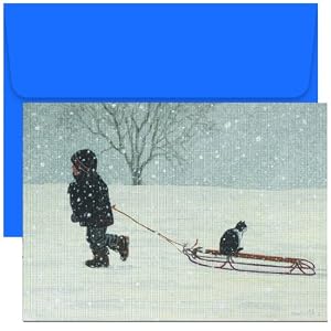 Kitten In Sled Christmas Cards -