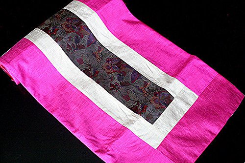 Home Decoration SATIN FLORAL DECORATIVE WEDDING BED TABLE RUNNER CLOTH Color:Hot Pink