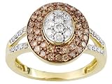 10KT 1.00CTW WHITE AND CHAMPAGNE DIAMOND RING