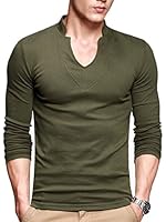 4How Men's Casual T-Shirts Long Sleeve V-Neck Tee