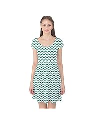 Spring Cap Sleeves Chevron Print Polyester/Spandex Stretchy  Dress