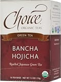 Choice Organic Teas,Green Tea Bancha Hojicha (Roasted Japanese Green Tea), 16-Count Bags 1.1 Oz (Pack of 6)