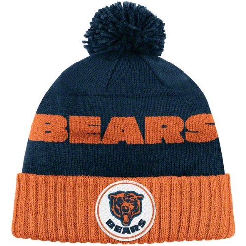 Chicago Bears Navy Mitchell & Ness Throwbacks Cuffed Pom Knit Hat