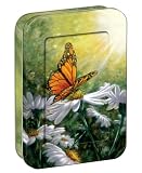 Tree-Free Greetings Butterfly Meadow, 12 Count EcoFriendly Note-card Assortment in a Collectible Photo Frame Tin, 5.5 x 7.5 x 0.75 Inches, Shades of Green, Orange, Yellow (95734)