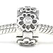 Beads Hunter Jewelry 925 Sterling Silver Flower Clip with Clear CZ Bead Charm Spacer, 7mm