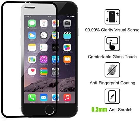 NewPlus Electroplating Tempered Glass Screen (Edge to Edge 0.3MM) Protector Shield for Apple iPhone 6 4.7" - Anti-Scratch, High-Response Touch, Oleophobic Coating, Industry-High 9H Hardness - Scratch Terminator (i6 4.7" Edge Color - Black)