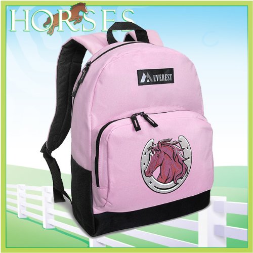 Pink Horse Horseshoe Pink Backpack for Travel, Daypack School Bags Best Unique Cute Gifts for Girls, Students Ladies -
