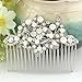 EVER FAITH® Austrian Crystal Cream Simulated Pearl Bridal Leaf Hair Comb Clear